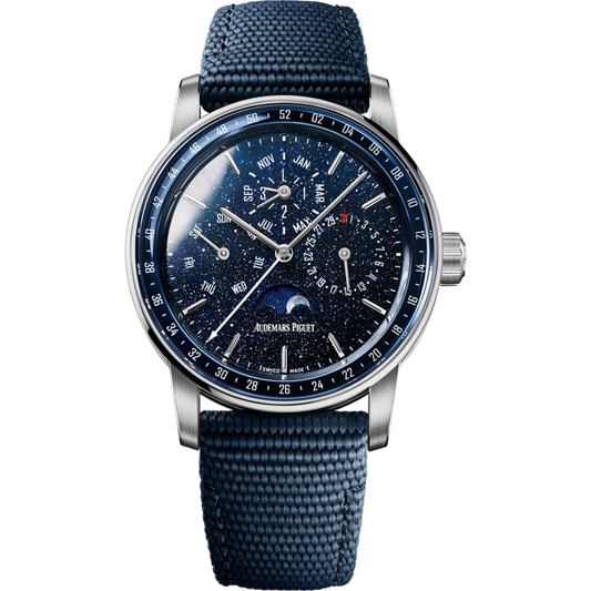 Audemars Piguet Code 11.59 by Audemars Piguet Perpetual Calendar 41 mm Blue  Dial 18-Carat White Gold Rubber-Coated Strap 26394BC.OO.D027KB.01