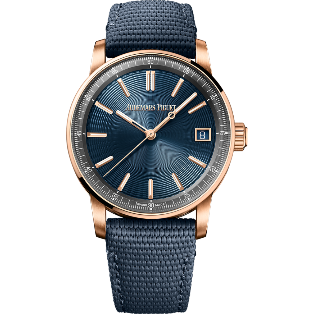 Audemars Piguet Code 11.59 by Audemars Piguet Selfwinding 41 mm Blue  Dial 18-Carat Pink Gold Rubber-Coated Strap  15210OR.OO.A348KB.01