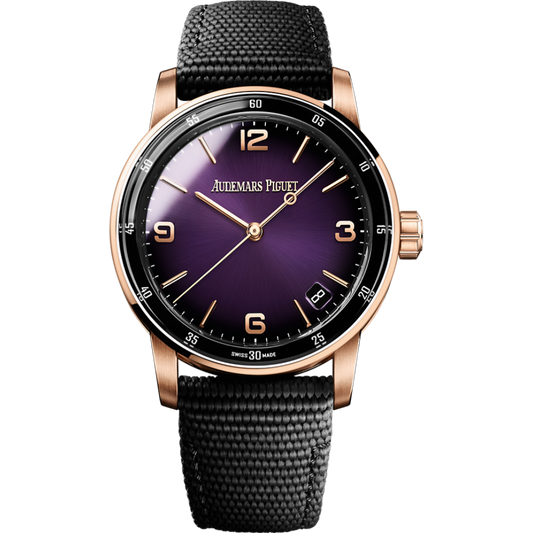 Audemars Piguet Code 11.59 by Audemars Piguet Selfwinding 41 mm Purple Dial 18-Carat Pink Gold Rubber Strap 15210OR.OO.A002KB.02