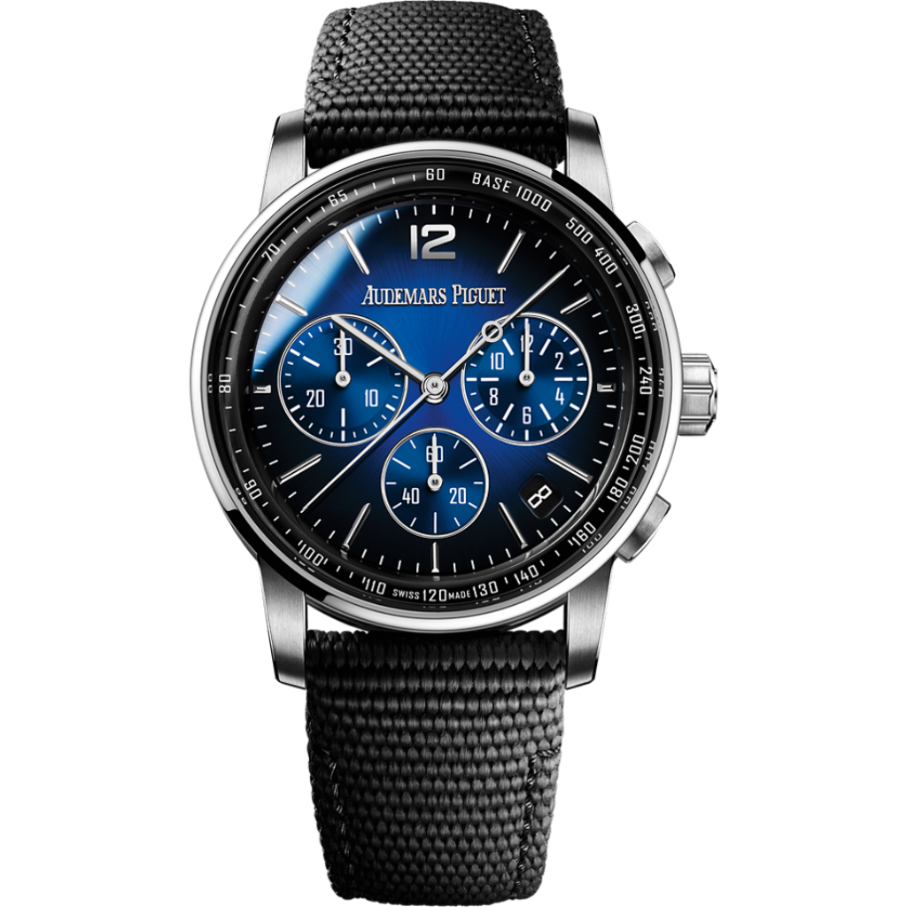 Audemars Piguet Code 11.59 by Audemars Piguet Selfwinding Chronograph 41 mm Blue  Dial 18-Carat White Gold Rubber-Coated Strap 26393BC.OO.A002KB.01