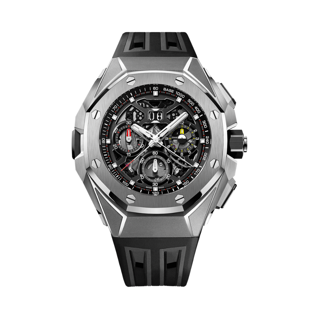 Audemars Piguet Royal Oak Concept Split-Seconds Chronograph GMT Large Date 43 mm Transparent Dial Titanium Rubber Strap 26650TI.OO.D013CA.01