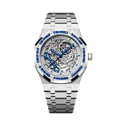 Audemars Piguet Royal Oak Double Balance Wheel Openworked 41 mm Transparent Dial with Diamonds 18-Carat White Gold Bracelet 15412BC.SS.1220BC.02