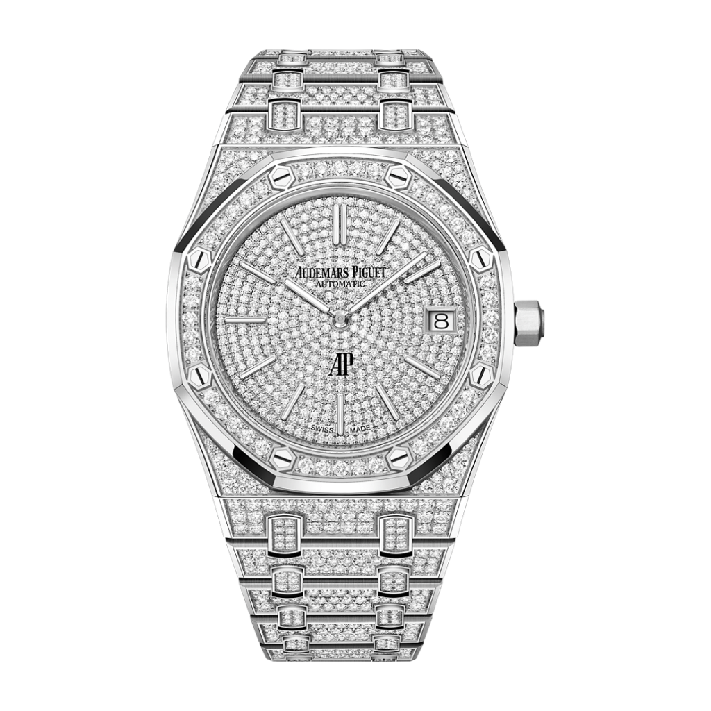 Audemars Piguet Royal Oak Jumbo Extra-Thin 39 mm Diamond Paved Dial 18-Carat White Gold Bracelet 16202BC.ZZ.1241BC.01