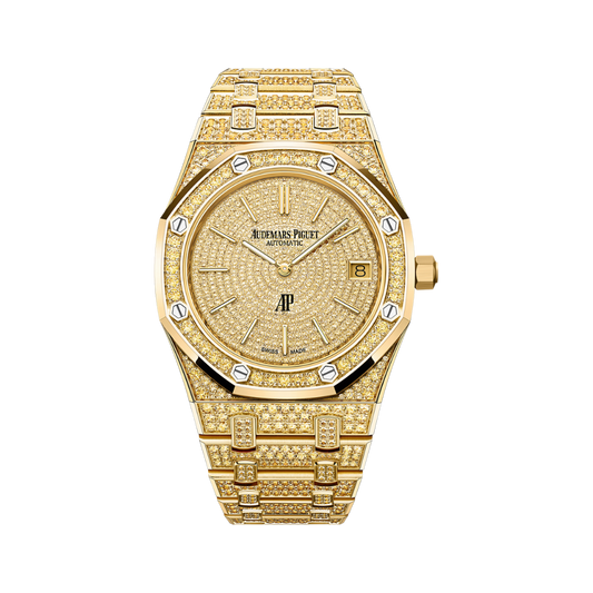 Audemars Piguet Royal Oak Jumbo Extra-Thin 39 mm Diamond Paved Dial 18-Carat Yellow Gold Bracelet 16202BA.HH.1241BA.01