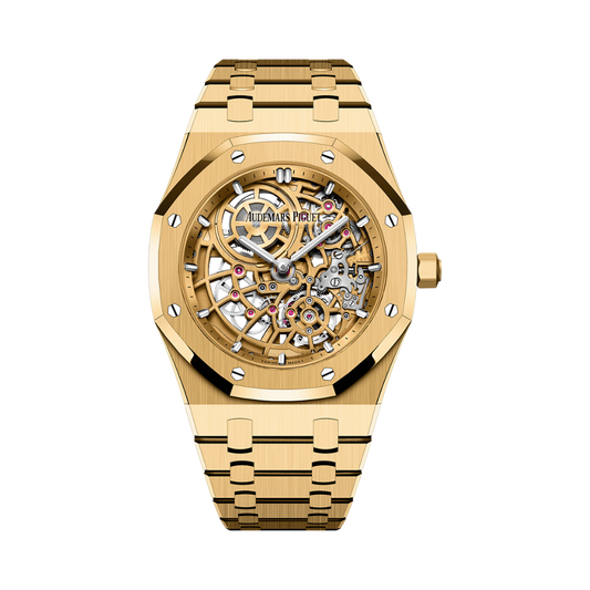 Audemars Piguet Royal Oak Jumbo Extra-Thin Openworked 39 mm Transparent Dial 18-Carat Yellow Gold Bracelet 16204BA.OO.1240BA.01