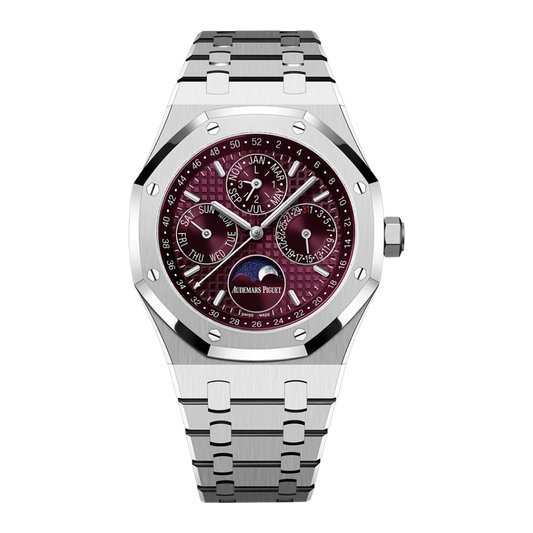 Audemars Piguet Royal Oak Perpetual Calendar 41 mm Burgundy  Dial 18-Carat White Gold Bracelet 26574BC.OO.1220BC.01
