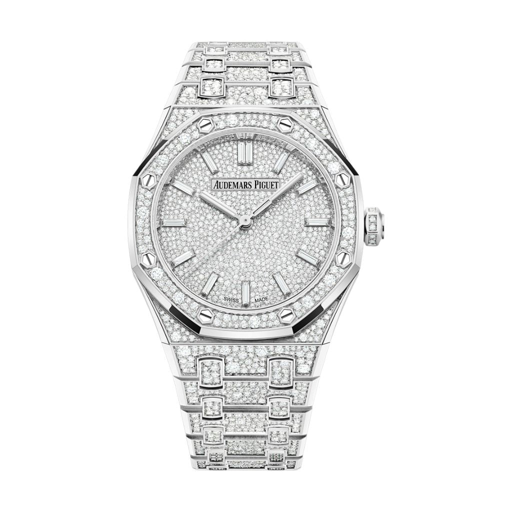 Audemars Piguet Royal Oak Selfwinding 34 mm Diamond Paved Dial 18-Carat White Gold Bracelet 77452BC.ZZ.1365BC.01
