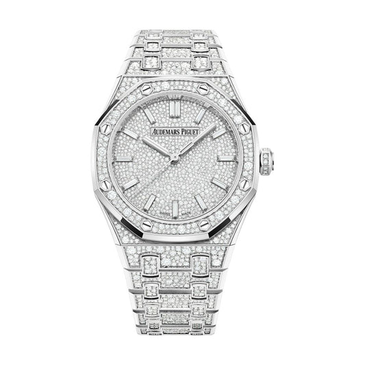 Audemars Piguet Royal Oak Selfwinding 34 mm Diamond Paved Dial 18-Carat White Gold Bracelet 77452BC.ZZ.1365BC.01