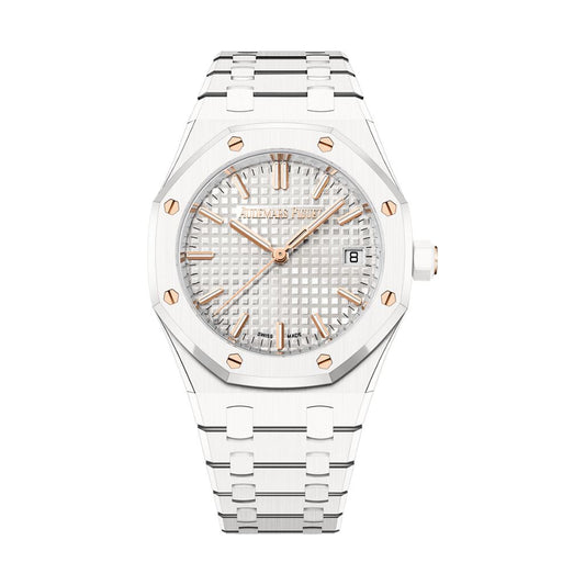 Audemars Piguet Royal Oak Selfwinding 34 mm Silver Dial White Ceramic Bracelet 77350CB.OO.1266CB.01