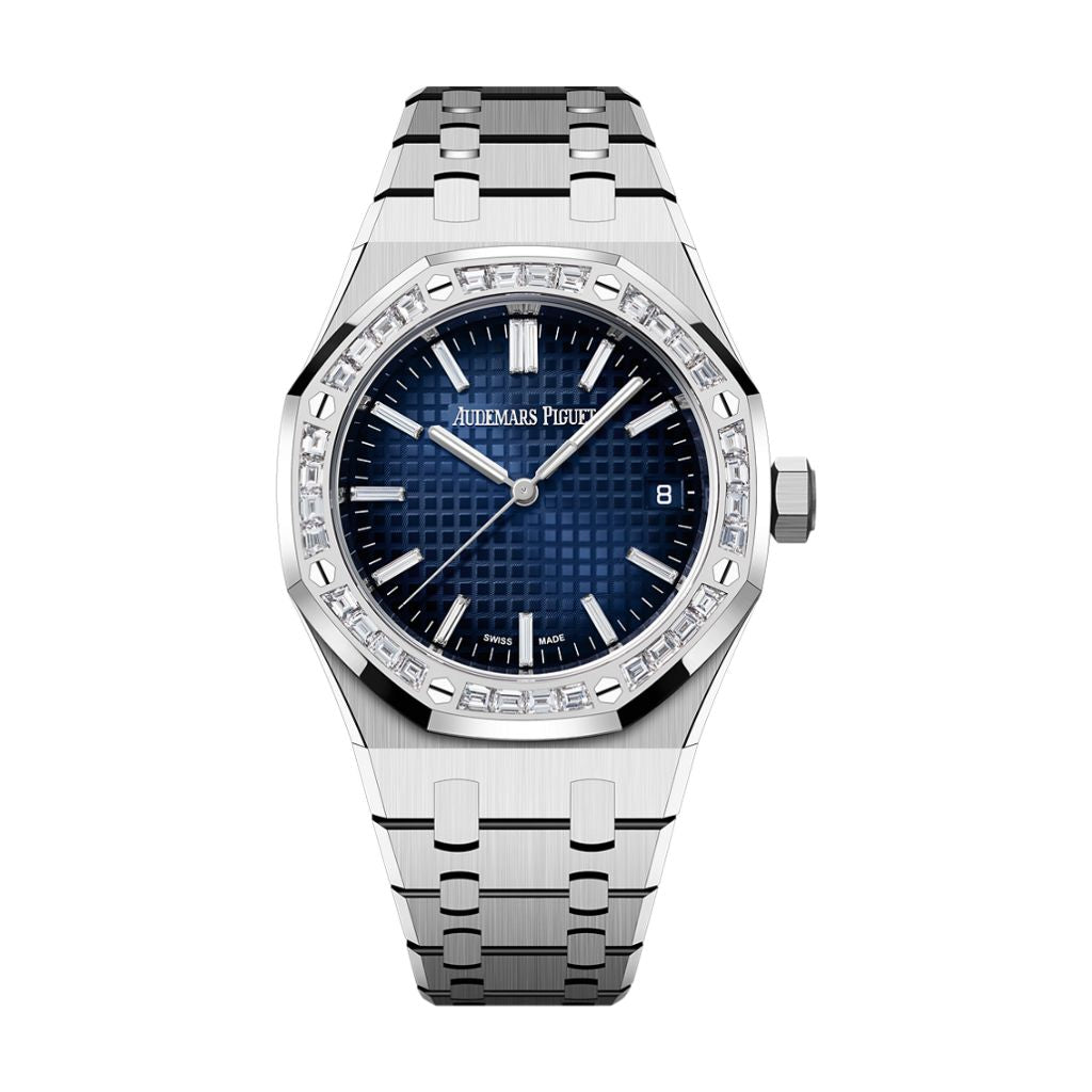 Audemars Piguet Royal Oak Selfwinding 37 mm Blue Dial with Diamonds 18-Carat White Gold Bracelet 15551BC.ZZ.1356BC.01