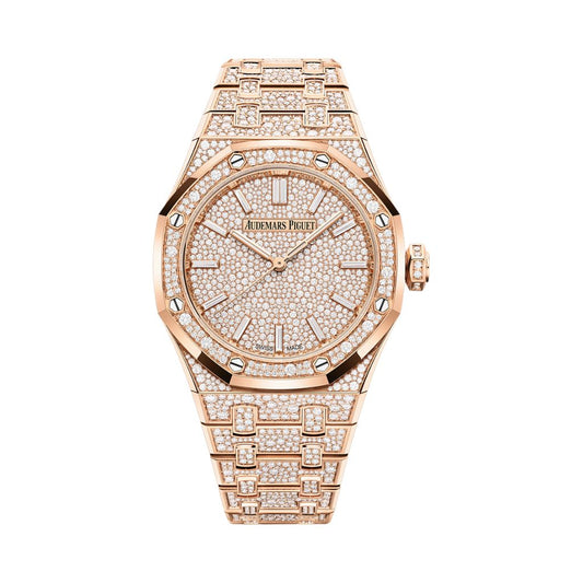 Audemars Piguet Royal Oak Selfwinding 37 mm Diamond Paved Dial 18-Carat Pink Gold Bracelet 15552OR.ZZ.1358OR.01