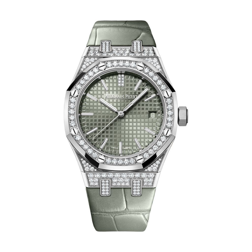 Audemars Piguet Royal Oak Selfwinding 37 mm Green Dial with Diamonds 18-Carat White Gold   Strap 15551BC.ZZ.D405CR.01