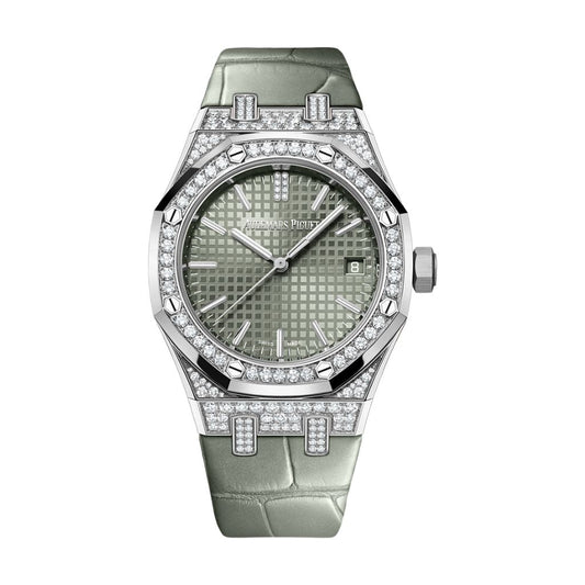 Audemars Piguet Royal Oak Selfwinding 37 mm Green Dial with Diamonds 18-Carat White Gold   Strap 15551BC.ZZ.D405CR.01