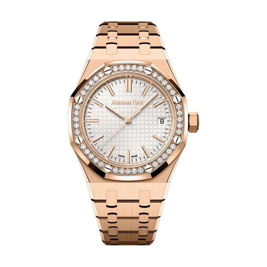 Audemars Piguet Royal Oak Selfwinding 37 mm Silver Dial with Diamonds 18-Carat Pink Gold Bracelet 15551OR.ZZ.1356OR.04