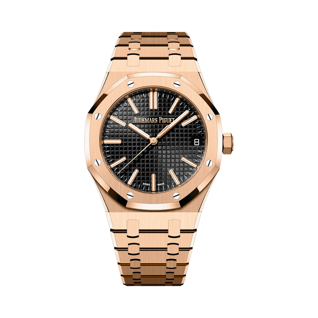 Audemars Piguet Royal Oak Selfwinding 41 mm Black Dial 18-Carat Pink Gold Bracelet 15510OR.OO.1320OR.04