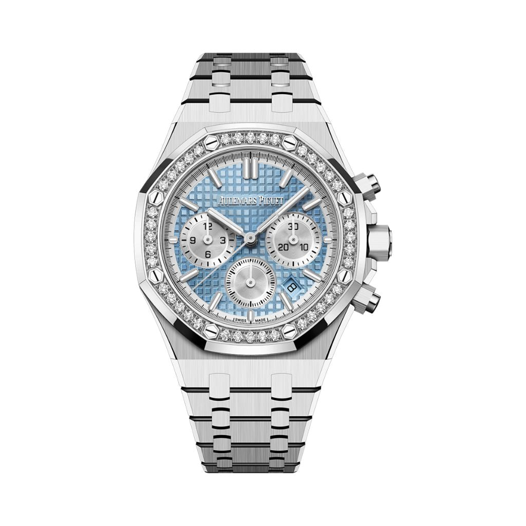 Audemars Piguet Royal Oak Selfwinding Chronograph 38 mm Light Blue Dial with Diamonds Stainless Steel Bracelet 26715ST.ZZ.1356ST.01