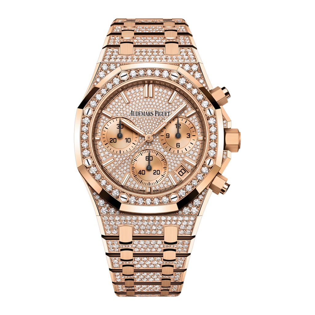 Audemars Piguet Royal Oak Selfwinding Chronograph 41 mm Diamond Paved Dial 18-Carat Pink Gold Bracelet 26242OR.ZZ.1322OR.02