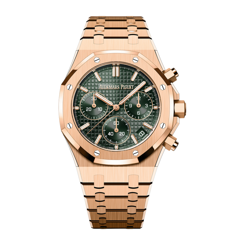 Audemars Piguet Royal Oak Selfwinding Chronograph 41 mm Khaki Green Dial 18-Carat Pink Gold Bracelet 26240OR.OO.1320OR.08