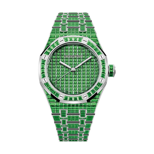 Audemars Piguet Royal Oak Selfwinding Tsavorite "50th Anniversary" 37 mm Diamond Paved Dial 18-Carat White Gold Bracelet 15554BC.TV.1274BC.01