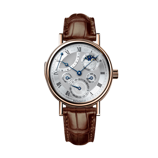 Breguet Classique 40 mm Silver Dial 18k Rose Gold Brown Leather Strap 5447BR/1E/9V6