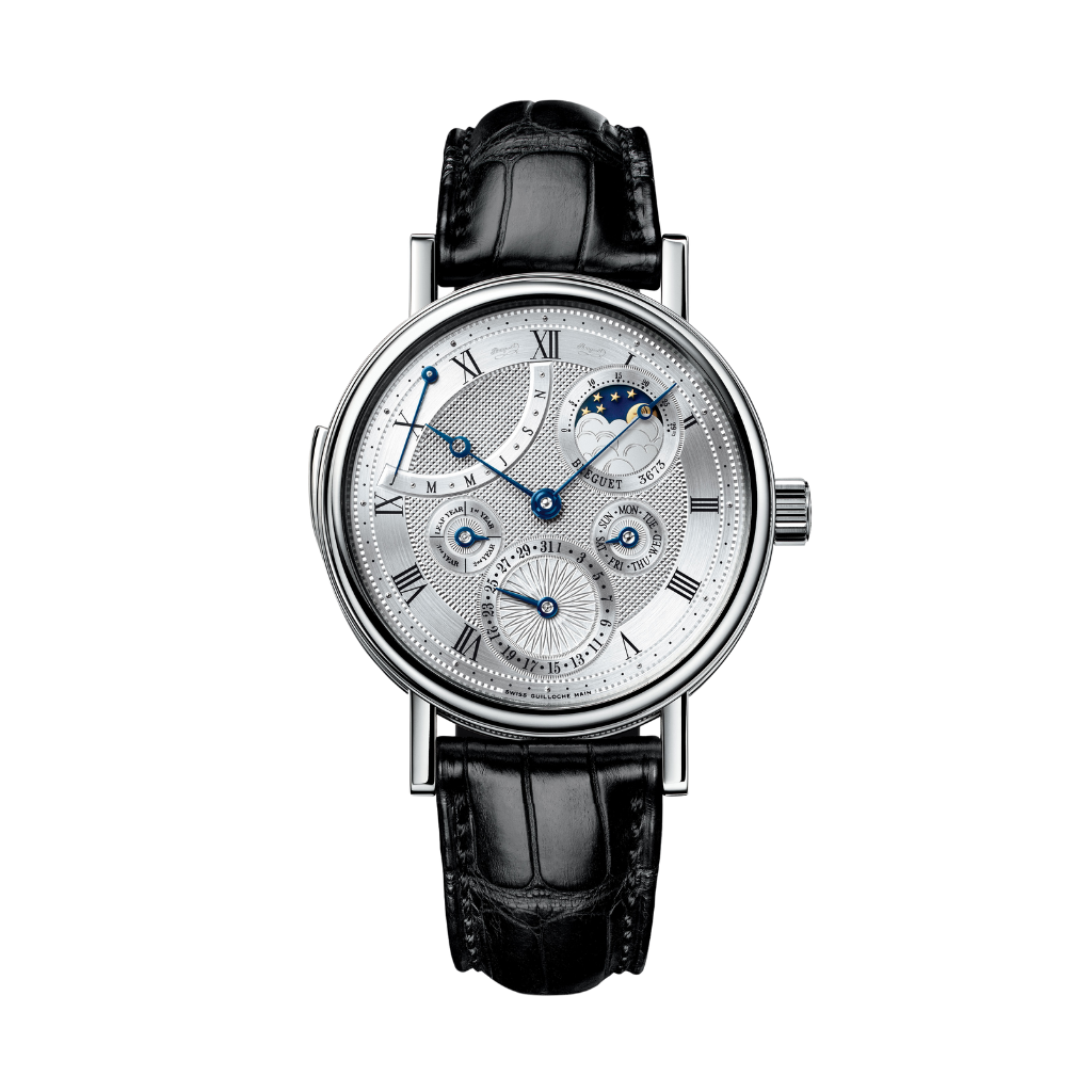 Breguet Classique 40 mm Silver Dial White Gold Black Leather Strap 5447BB/1E/9V6