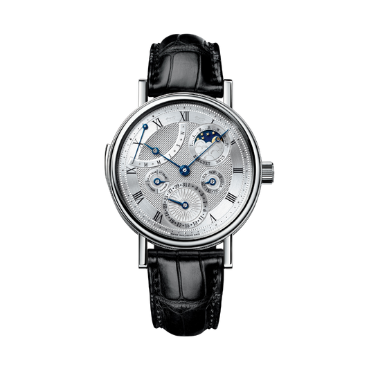 Breguet Classique 40 mm Silver Dial White Gold Black Leather Strap 5447BB/1E/9V6