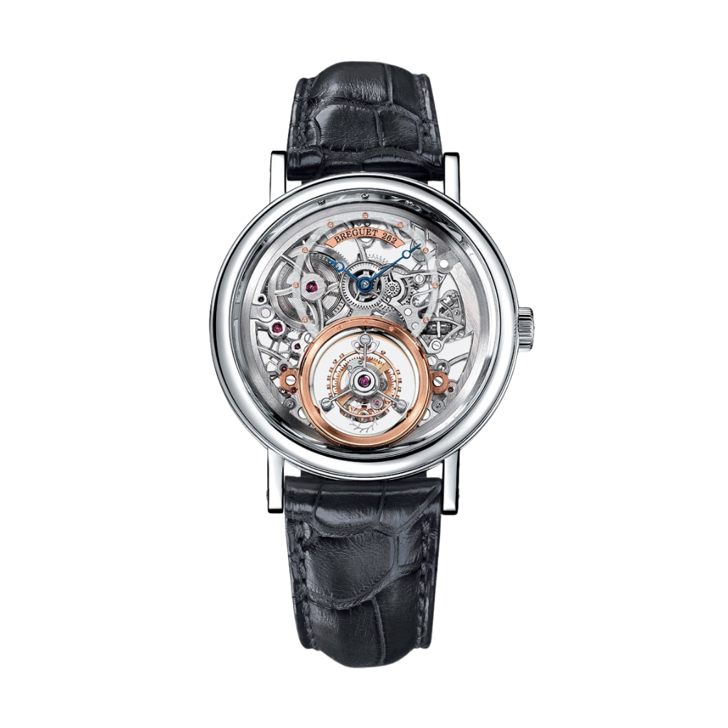 Breguet Classique 40 mm Transparent Dial Platinum Black Leather Strap 5335PT/42/9W6