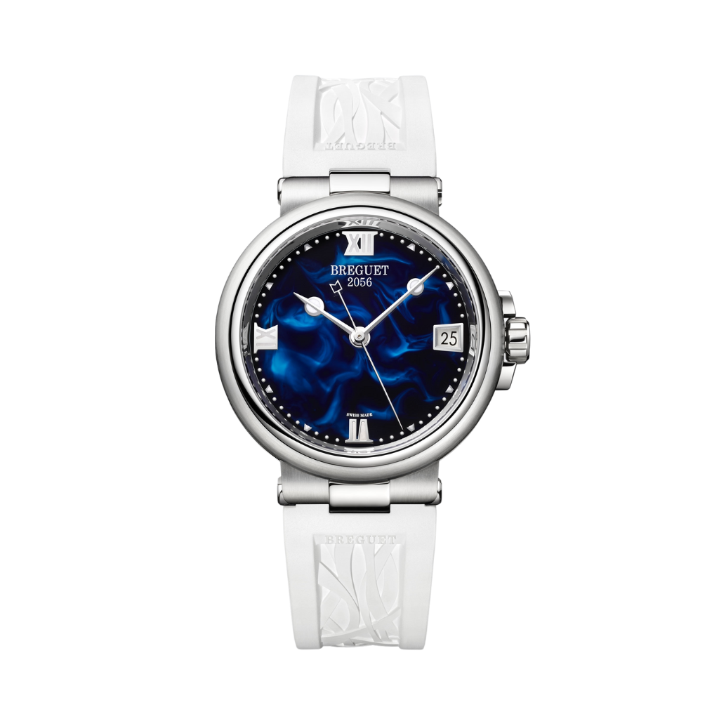 Breguet Marine 33.8 mm Blue Handcrafted Lacquered Dial Stainless Steel White Rubber Strap 9517ST/E2/584