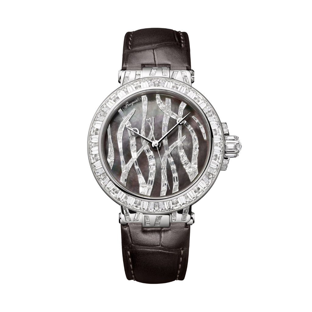 Breguet Marine 35.8 mm Tahitian Mother-Of-Pearl Dial with Diamonds White Gold Dark Grey Leather Strap 9509BB/TD/984/DD0D