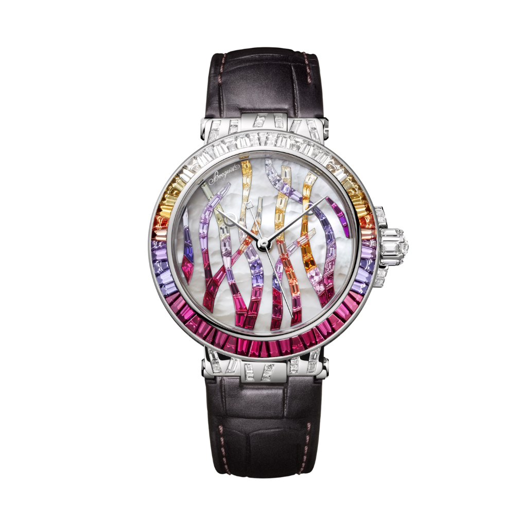 Breguet Marine 35.8 mm White Mother-Of-Pearl Dial with Diamonds White Gold Black Leather Strap 9509BB/5R/984/RD0R