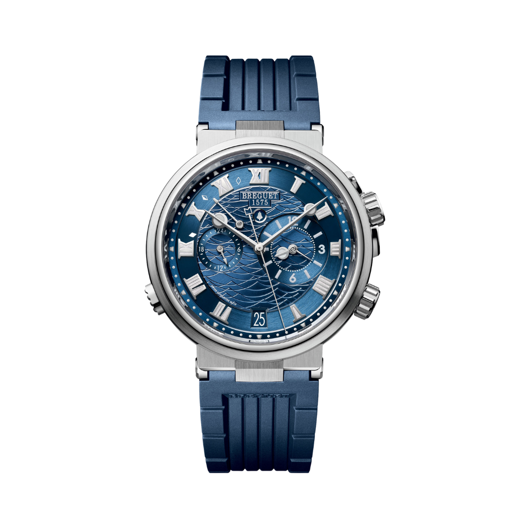Breguet Marine 40 mm Blue Dial White Gold Blue Rubber Strap 5547BB/Y2/5ZU