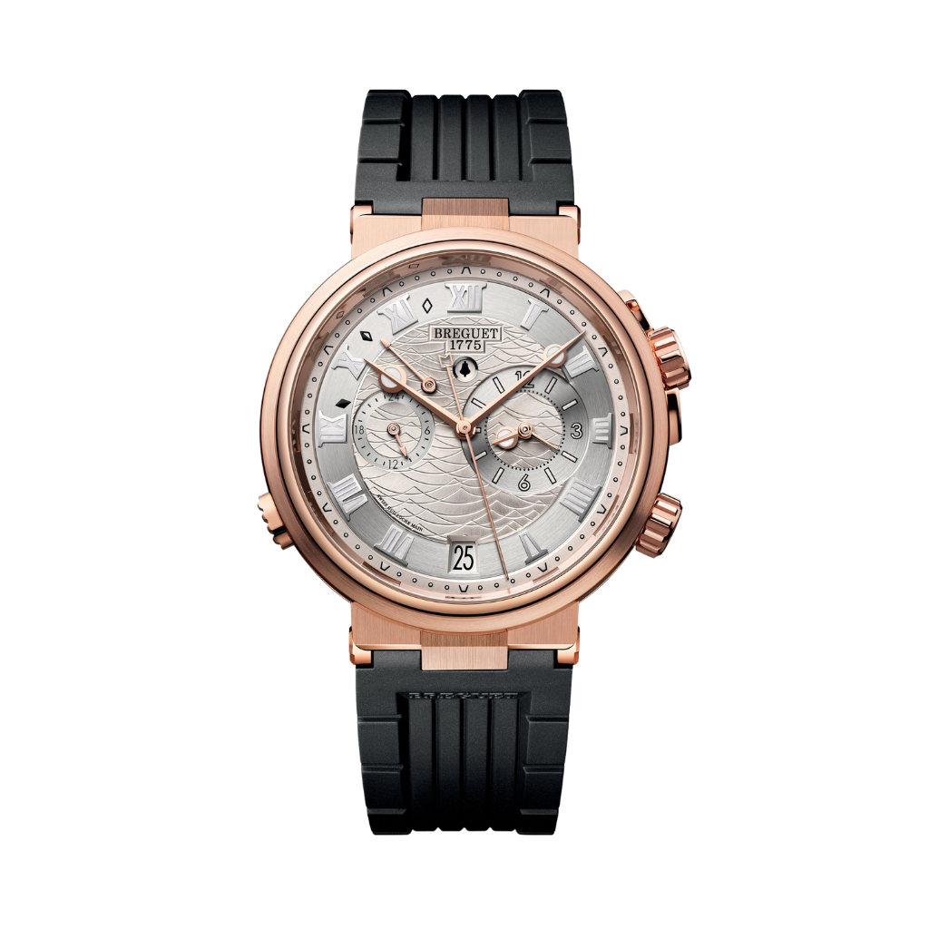 Breguet Marine 40 mm Silver Dial 18k Rose Gold Black Rubber Strap 5547BR/12/5ZU