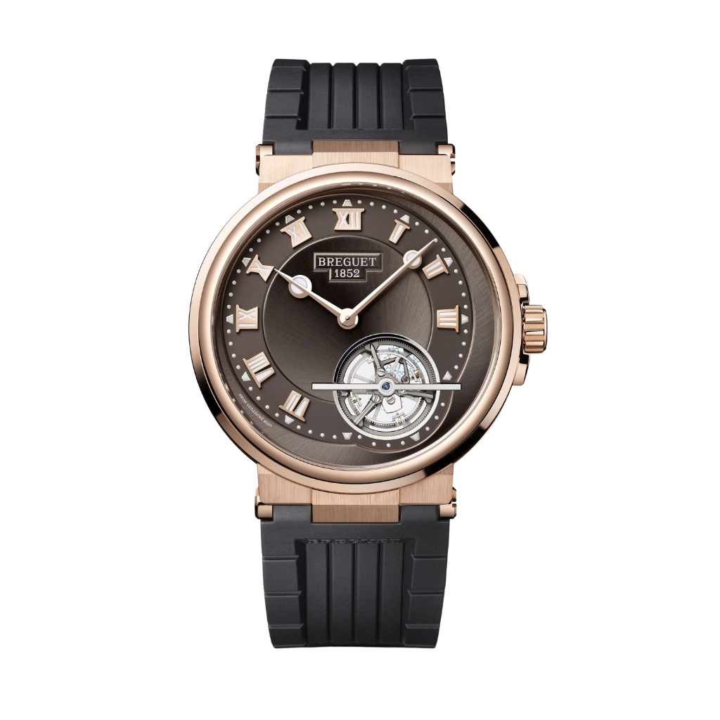 Breguet Marine 42.5 mm Brown Dial 18k Rose Gold Black Rubber Strap 5577BR/G2/5WV
