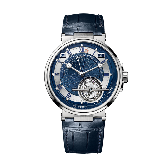 Breguet Marine 43.9 mm Blue Dial Platinum Blue Leather Strap 5887PT/Y2/9WV