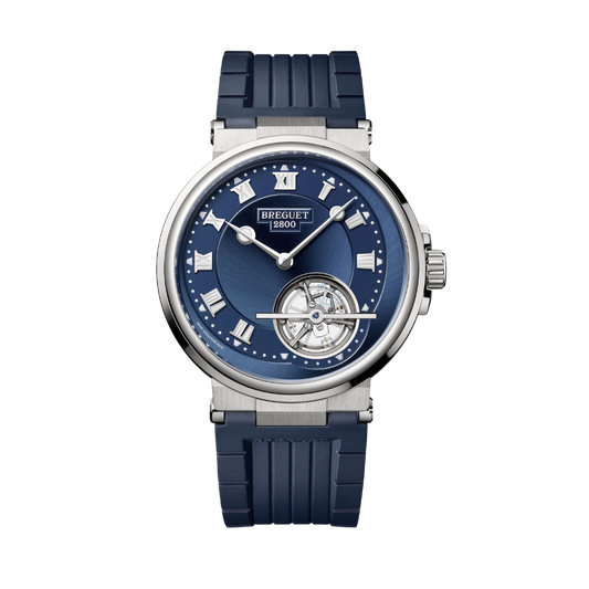 Breguet Marine Tourbillon 5577 42.5 mm Blue Dial Platinum Blue Rubber Strap 5577PT/Y2/5WV