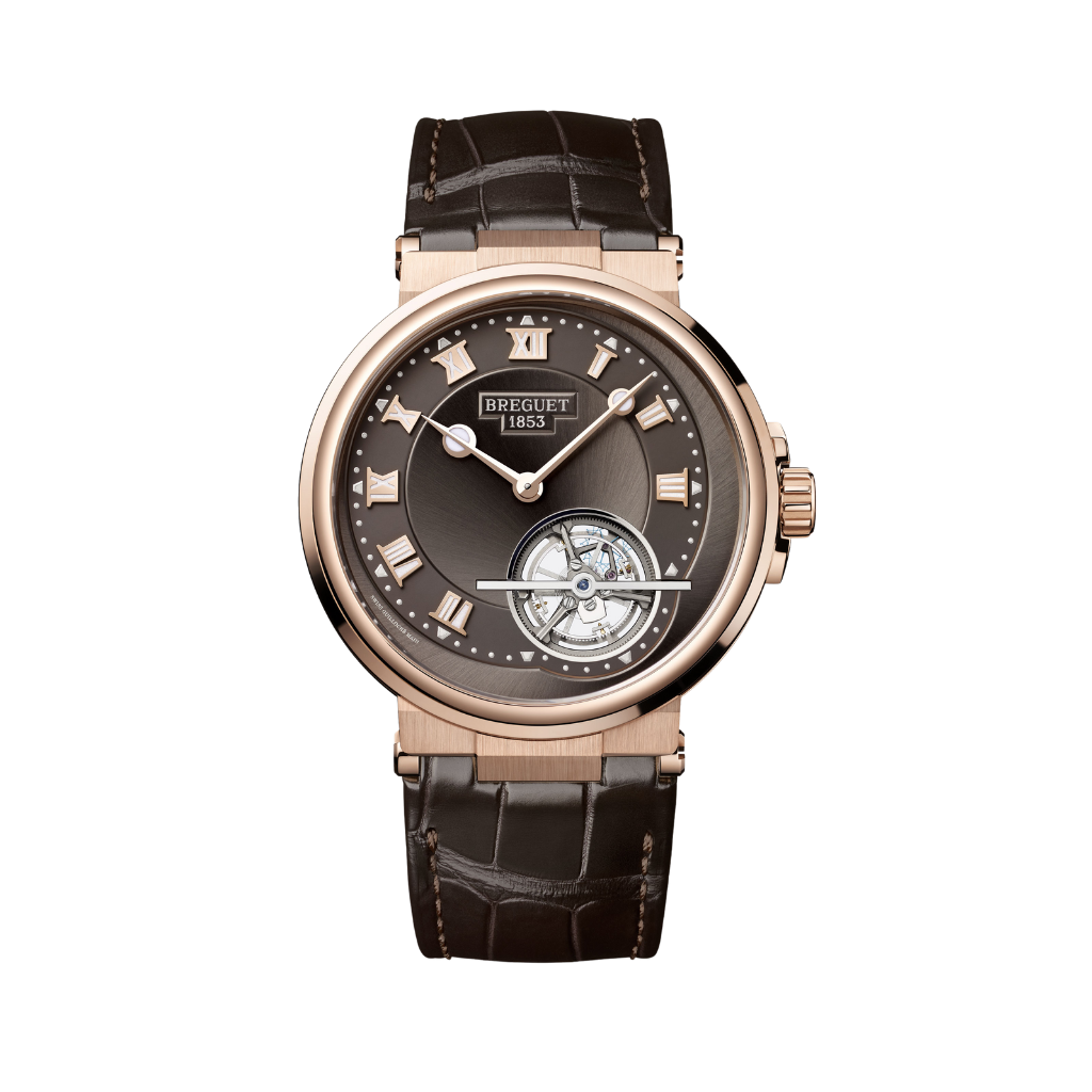 Breguet Marine Tourbillon 5577 42.5 mm Brown Dial 18k Rose Gold Brown Leather Strap 5577BR/G2/9WV