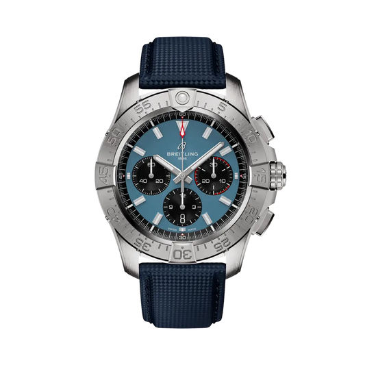Breitling Avenger B01 Chronograph 44 mm Black And Blue Dial Stainless Steel   Leather Strap AB0147101C1X1