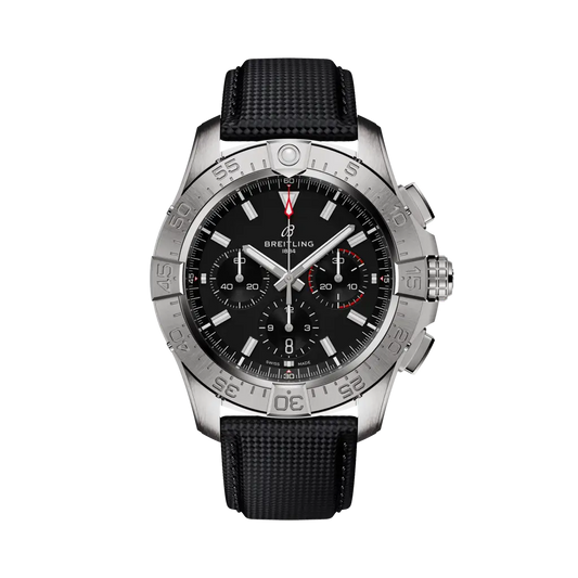 Breitling Avenger B01 Chronograph 44 mm Black  Dial Stainless Steel   Leather Anthracite Strap AB0147101B1X1