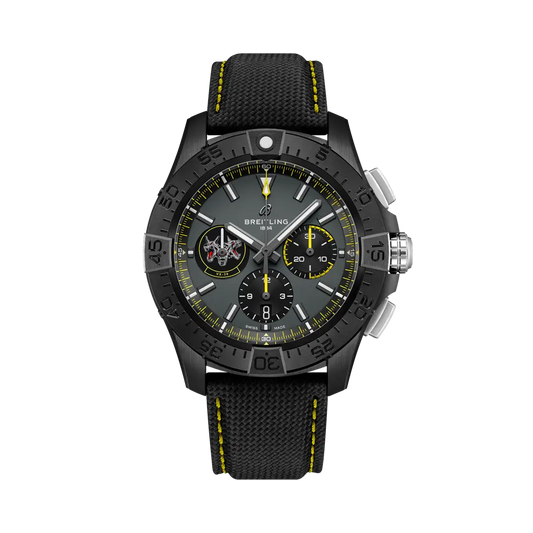 Breitling Avenger B01 Chronograph 44 Night Mission USN Bloodhounds 44 mm Black Dial Ceramic   Leather Strap SB01472A1B1X1