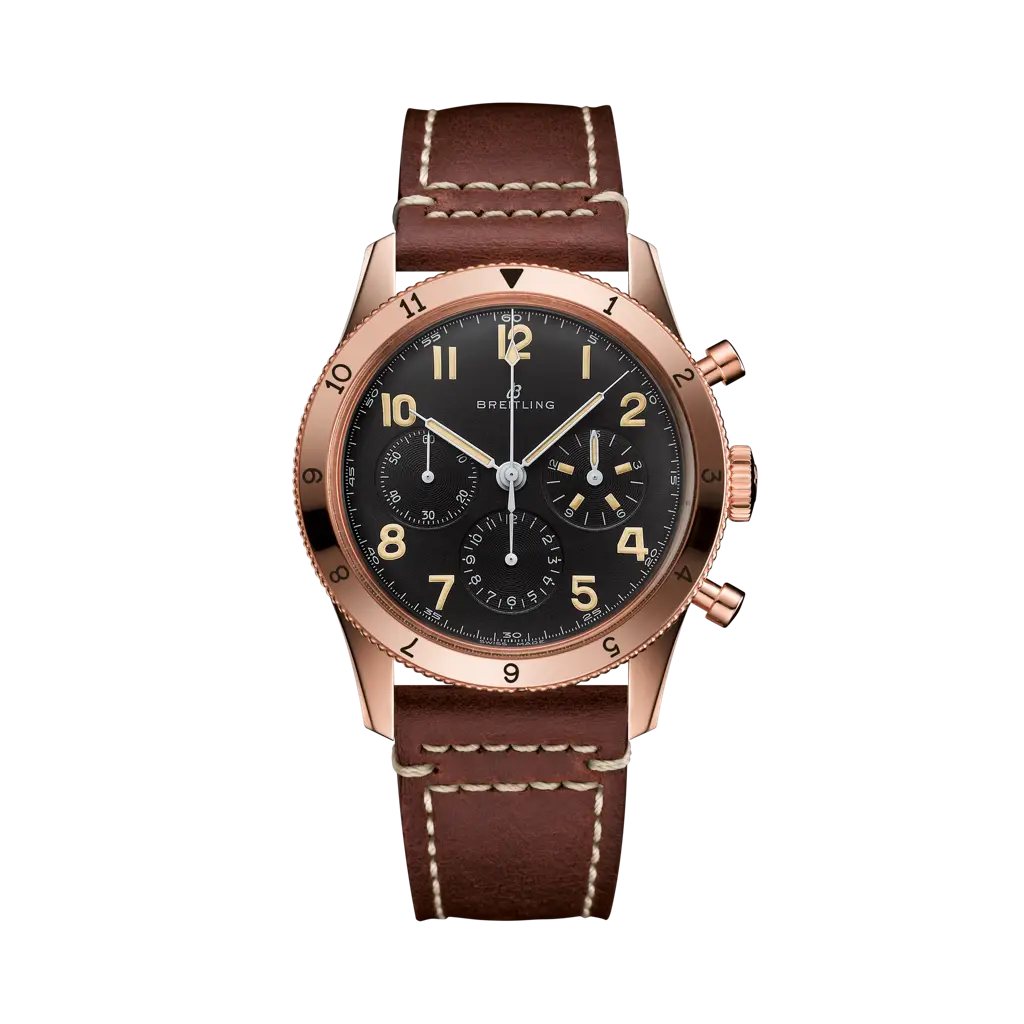 Breitling AVI 1953 Edition 41 mm Black Dial 18K Red Gold Leather Strap RB0920131B1X1