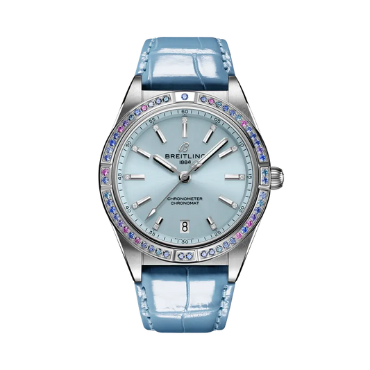 Breitling Chronomat Automatic 36 South Sea 36 mm Ice-Blue Dial Stainless Steel & 18K White Gold   Leather Strap G10380611C1P1