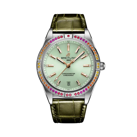 Breitling Chronomat Automatic 36 South Sea 36 mm Olive Dial Stainless Steel Leather Strap A10380611L1P1