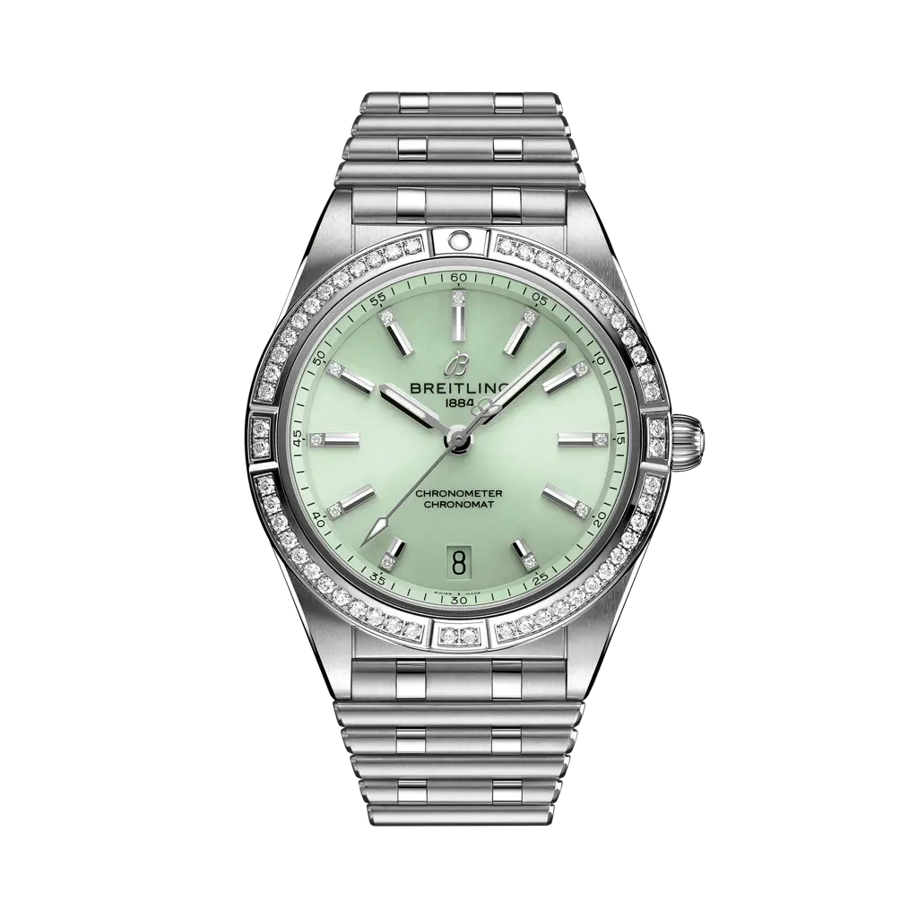 Breitling Chronomat Automatic 36mm Light Green Dial Stainless Steel (Gem-Set) Bracelet A10380591L1A1