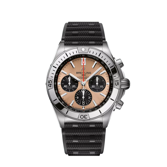 Breitling Chronomat B01 42 mm Copper and Black Dial Stainless Steel Black Rubber Strap AB0134101K1S1