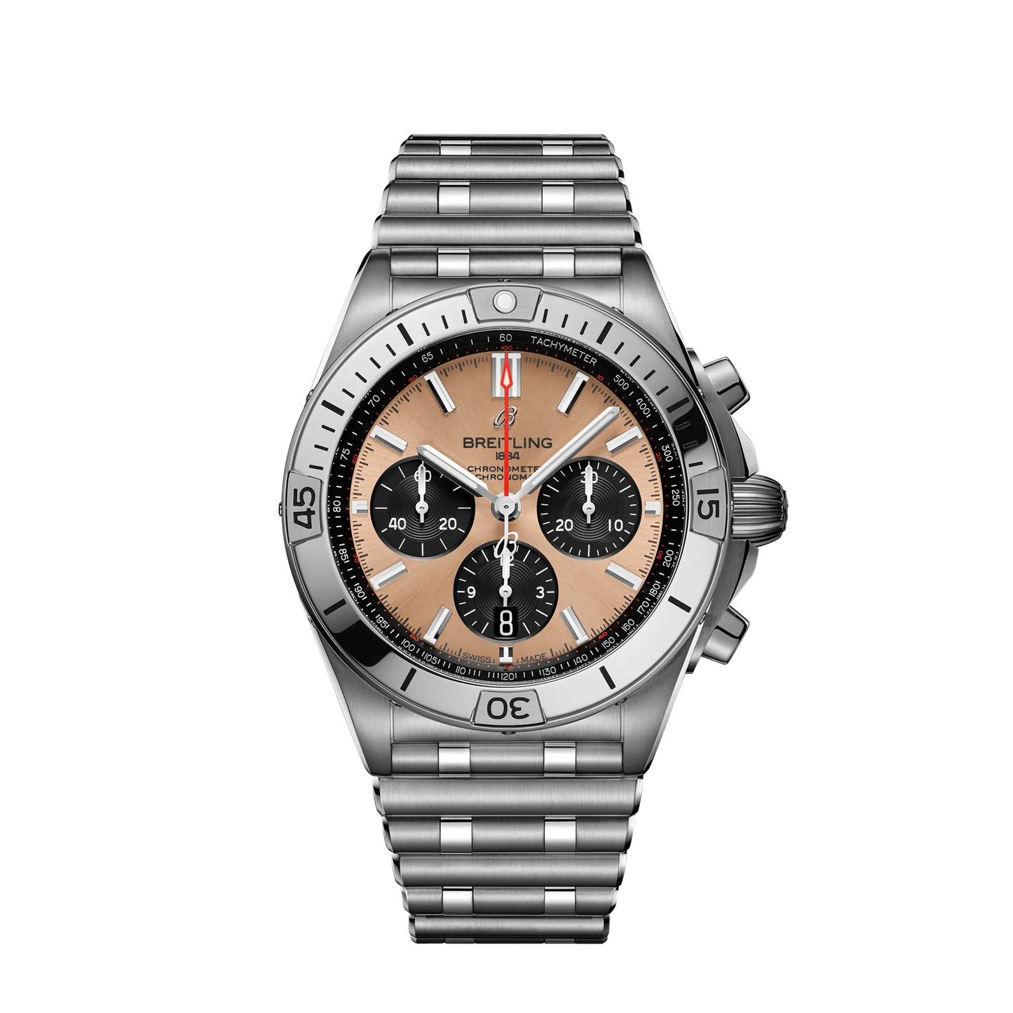 Breitling Chronomat B01 42 mm Copper and Black Dial Stainless Steel Metal Bracelet AB0134101K1A1