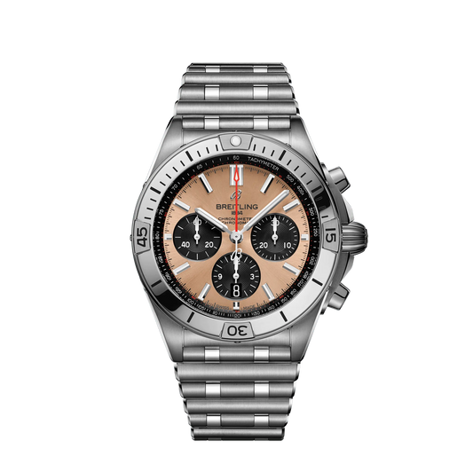 Breitling Chronomat B01 42 mm Copper and Black Dial Stainless Steel Metal Bracelet AB0134101K1A1