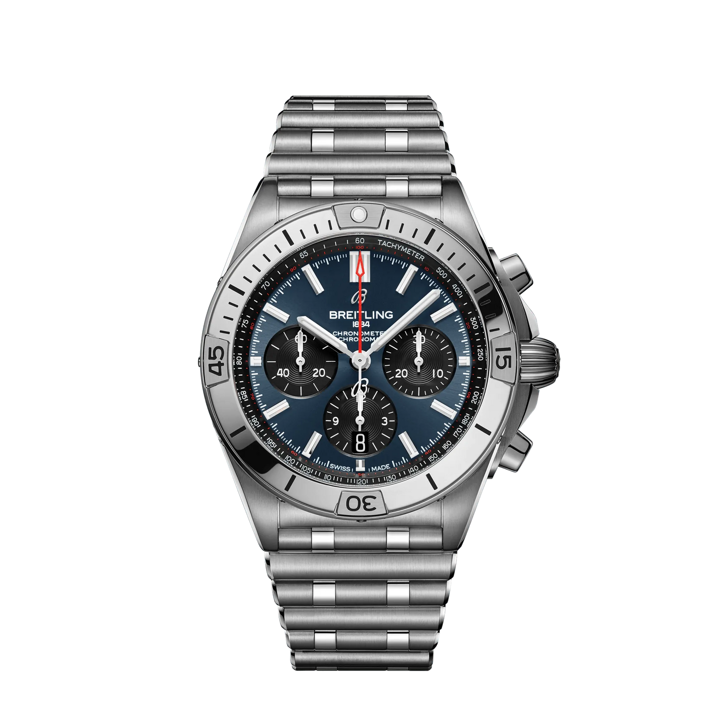 Breitling Chronomat B01 42mm Blue and Black Dial Stainless Steel Metal Bracelet AB0134101C1A1