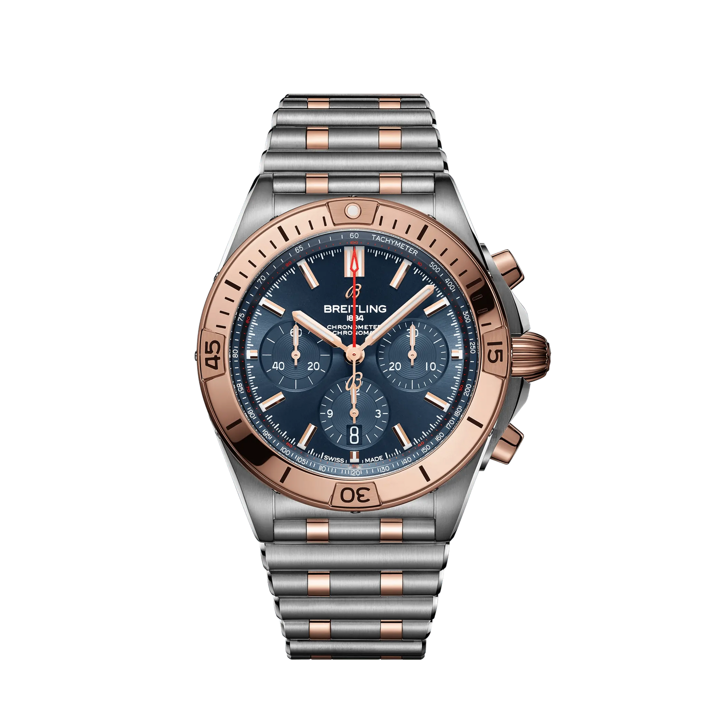 Breitling Chronomat B01 42mm Blue Dial Stainless Steel & 18K Red Gold Metal Bracelet UB0134101C1U1