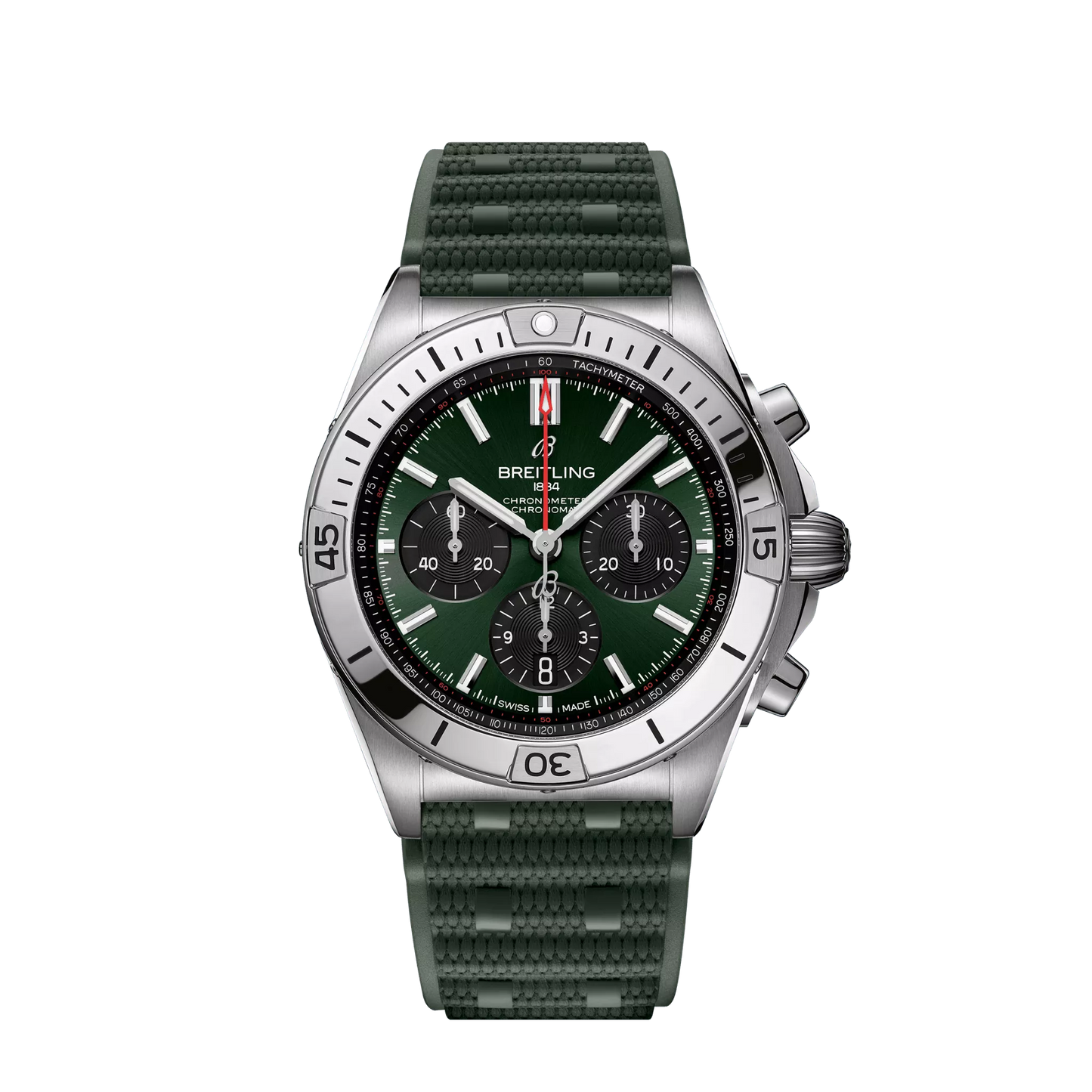 Breitling Chronomat B01 42mm Green and Black Dial Stainless Steel Green Rubber Strap AB0134101L2S1