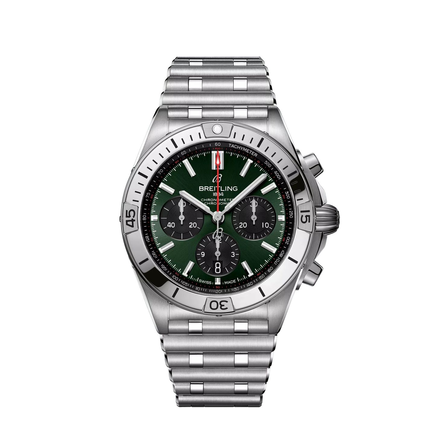 Breitling Chronomat B01 42mm Green and Black Dial Stainless Steel Metal Bracelet AB0134101L2A1